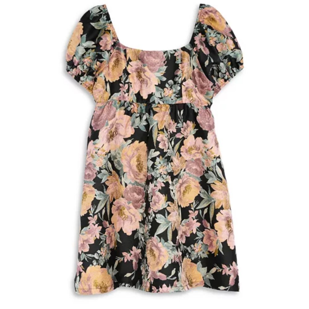 Aqua‎ Girl Black, Pink and Yellow Floral Dress Size XS 6/6X